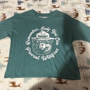 Smokey Bear Forest Green Long Sleeve Kids Tee